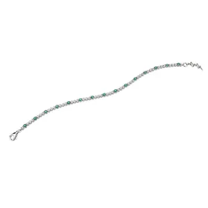 18ct White Gold 2.25ct Emerald And 0.50ct Diamond Line Bracelet