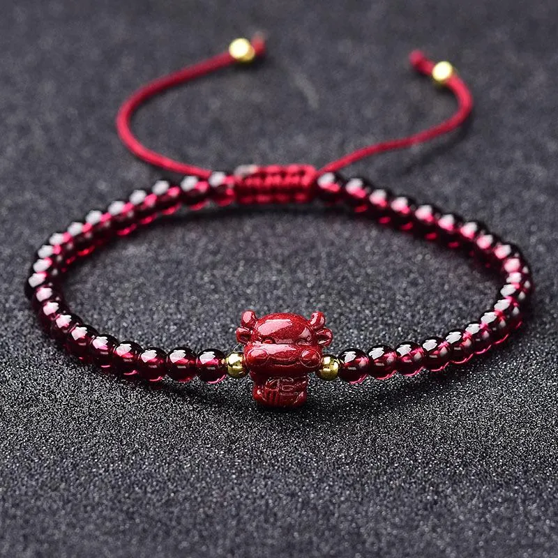 2021 Chinese New Year OX Red Garnet Lucky Bracelet