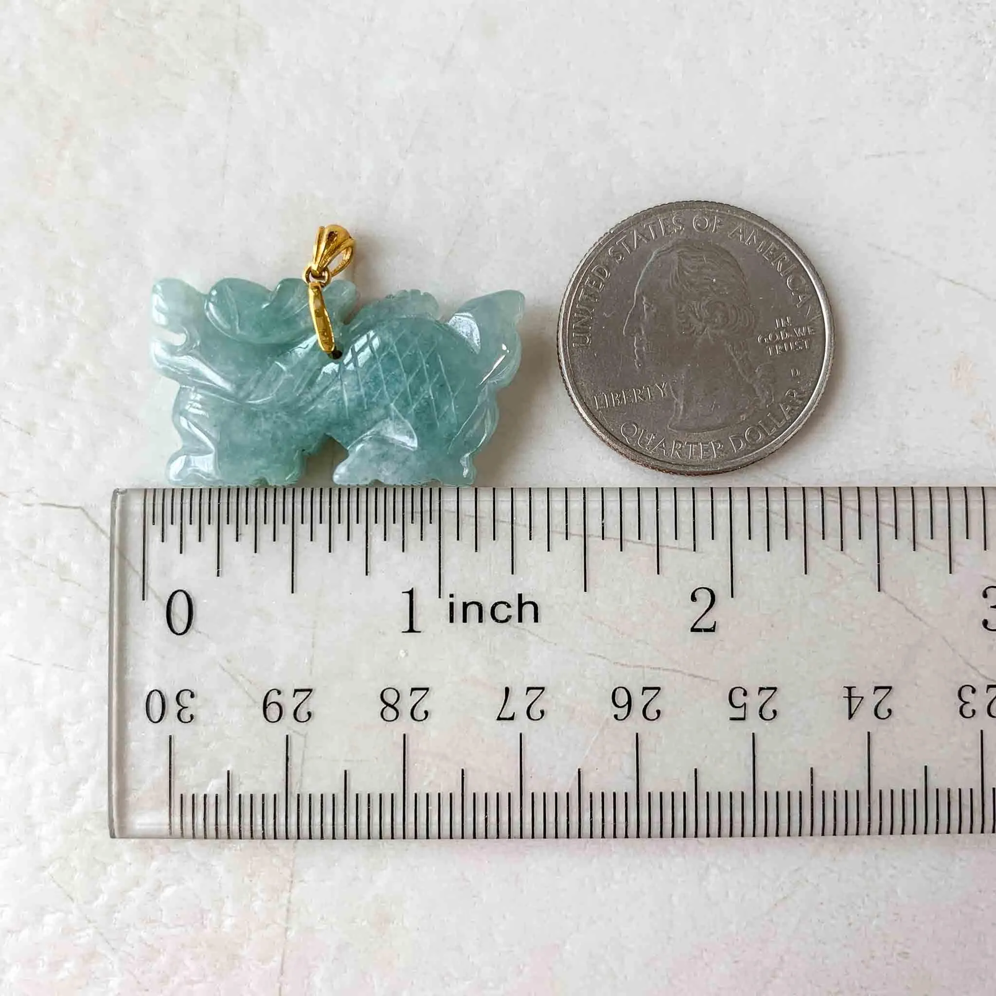 3-D Dragon Jadeite Jade Hand Carved Pendant with 18K Solid Gold Bail, SHWQ-0423-1690440622