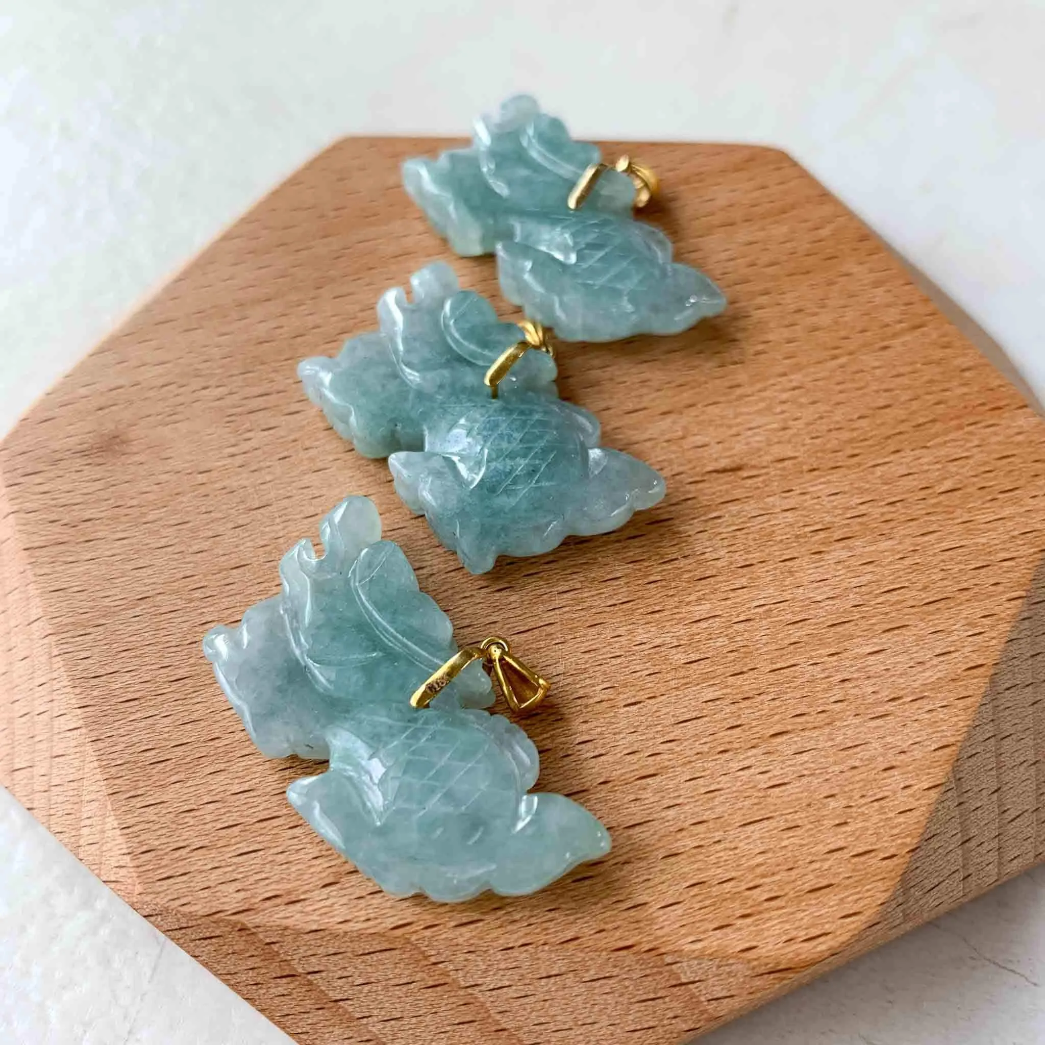 3-D Dragon Jadeite Jade Hand Carved Pendant with 18K Solid Gold Bail, SHWQ-0423-1690440622