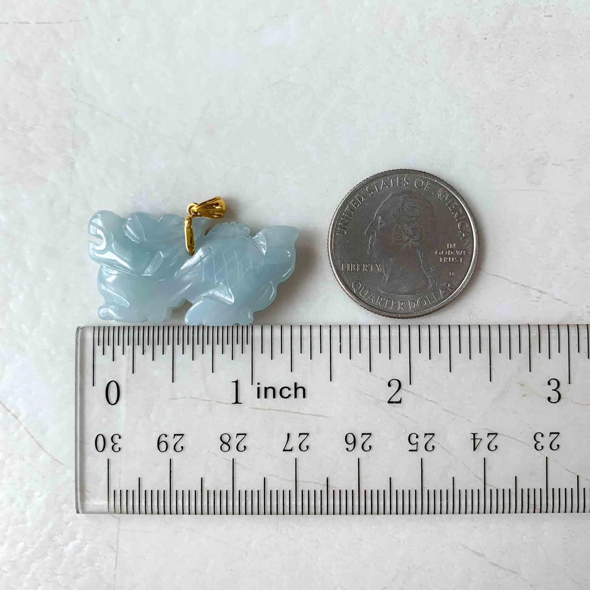 3-D Dragon Jadeite Jade Hand Carved Pendant with 18K Solid Gold Bail, SHWQ-0423-1690440622