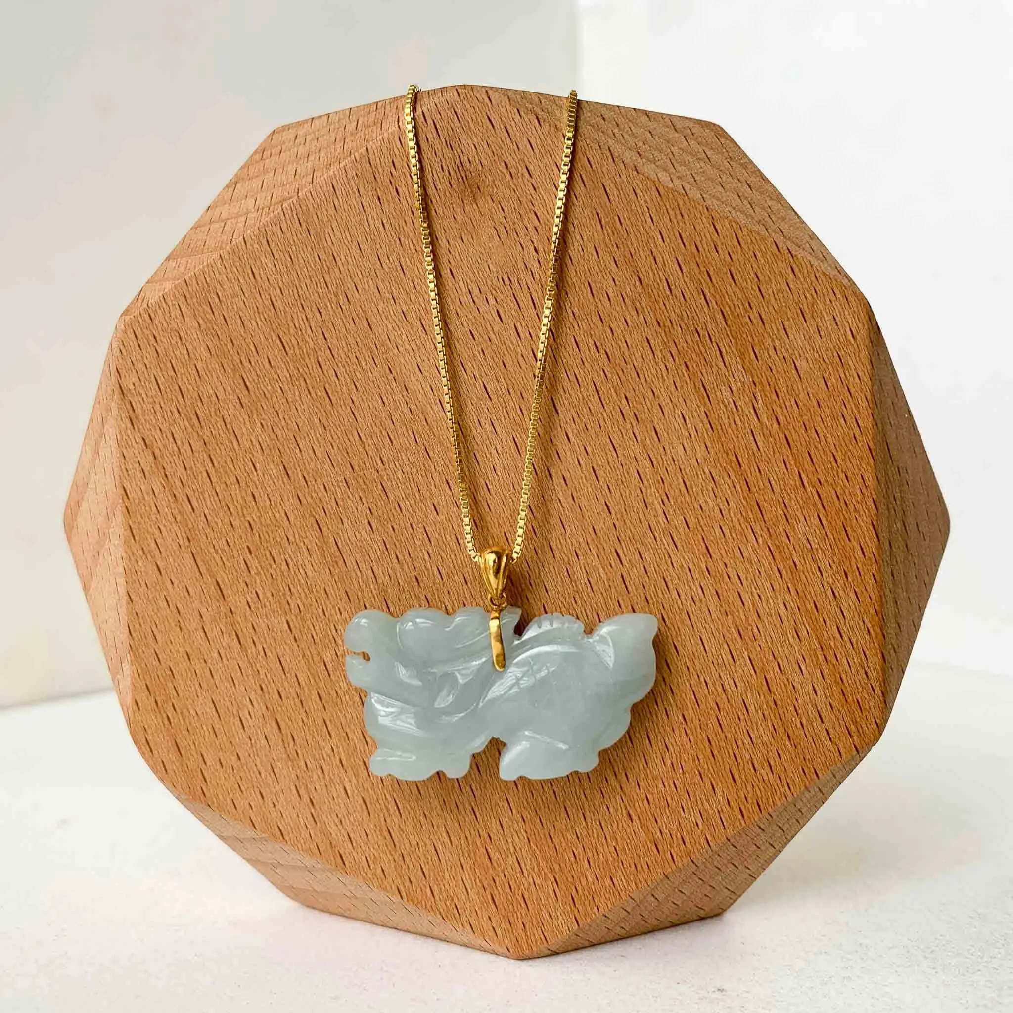 3-D Dragon Jadeite Jade Hand Carved Pendant with 18K Solid Gold Bail, SHWQ-0423-1690440622