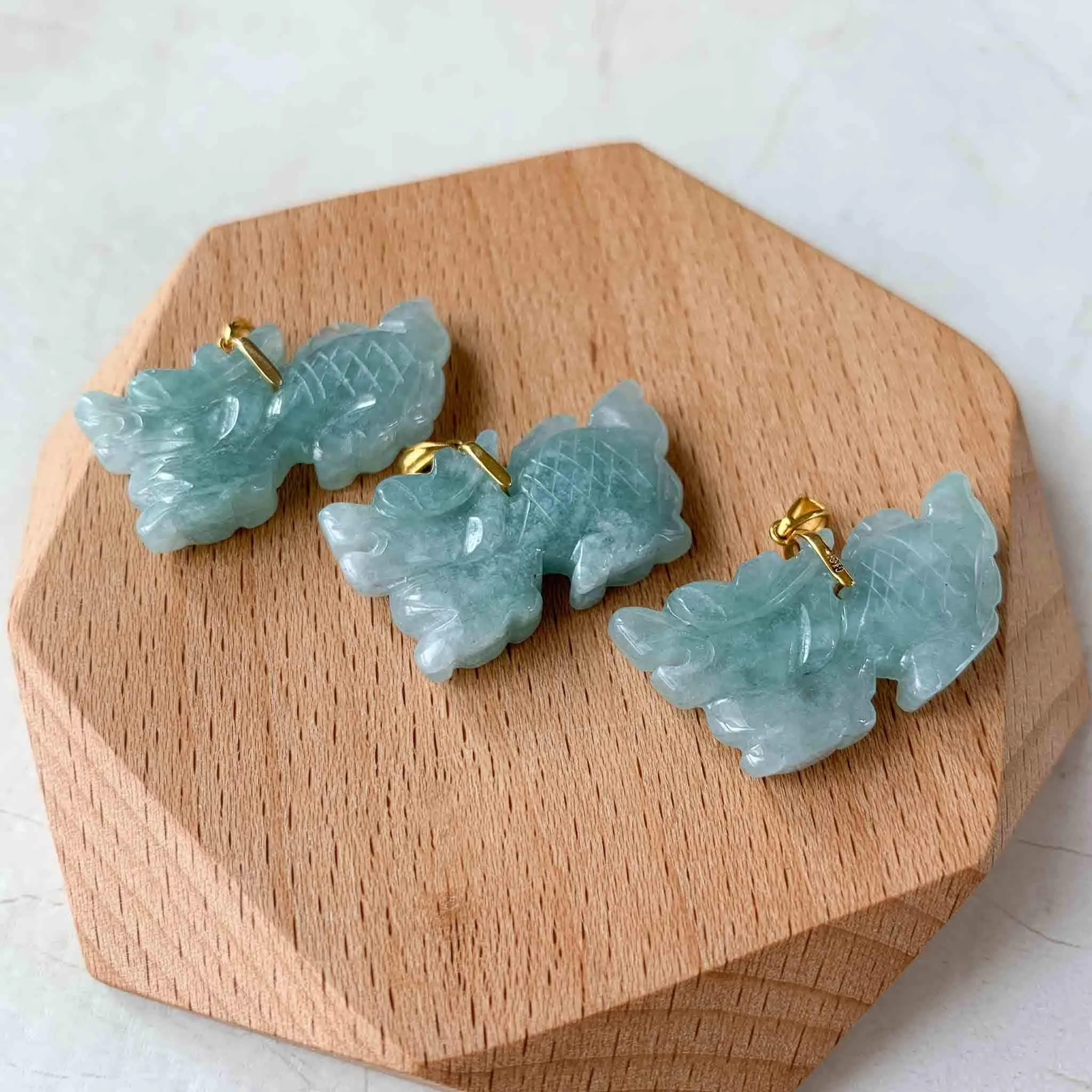 3-D Dragon Jadeite Jade Hand Carved Pendant with 18K Solid Gold Bail, SHWQ-0423-1690440622