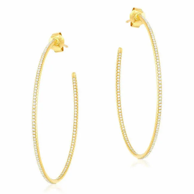 40mm In And Out Diamond Hoop Earrings