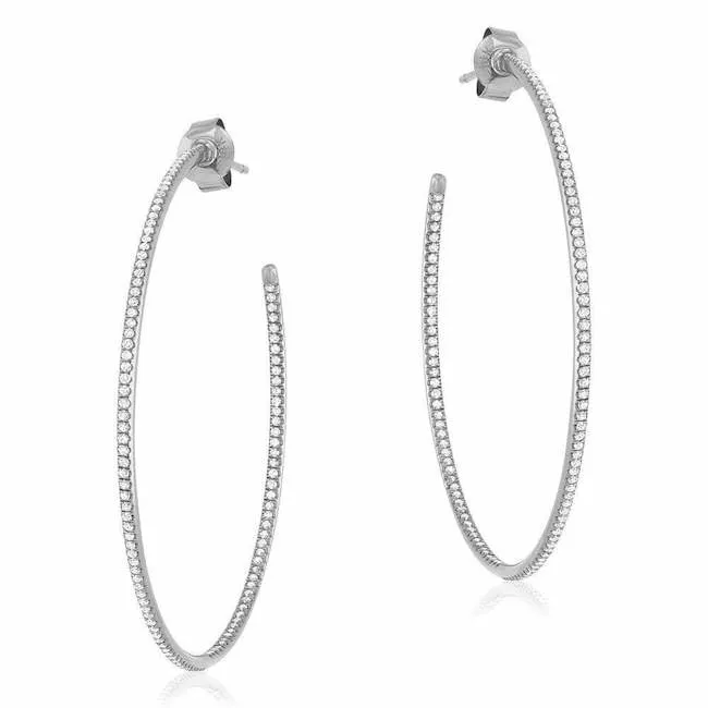 40mm In And Out Diamond Hoop Earrings