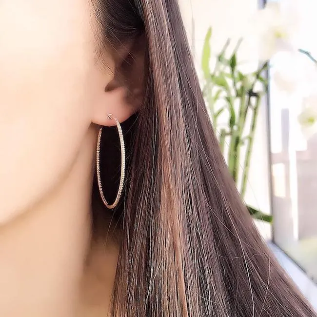 40mm In And Out Diamond Hoop Earrings
