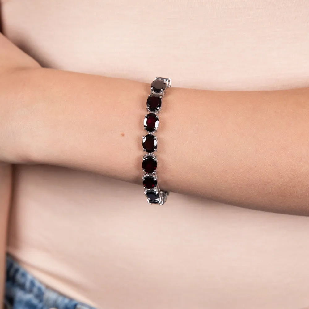 45 Carat Garnet Tennis Bracelet Set in Sterling Silver