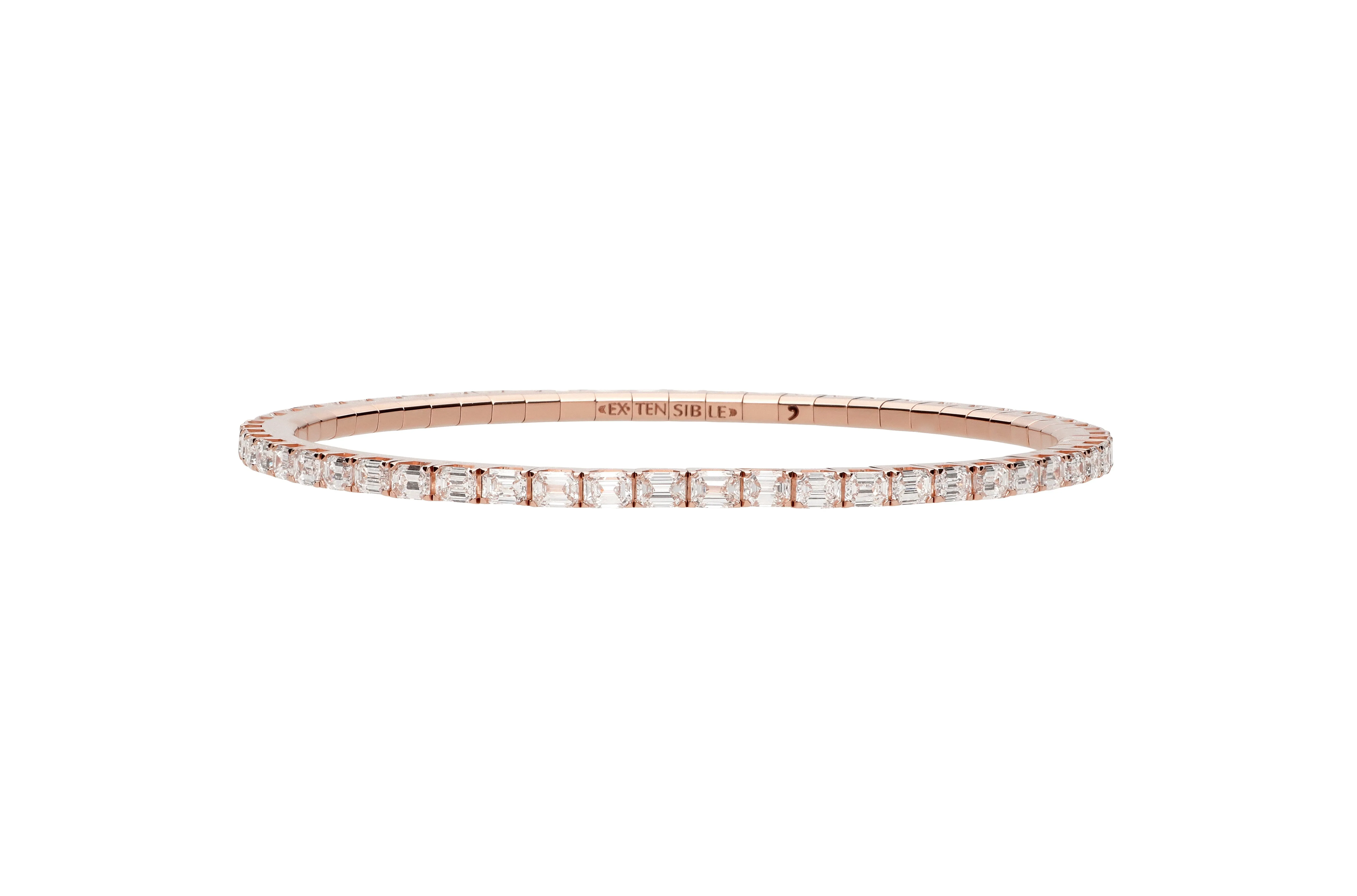 5.51 CT Emerald Cut Diamond Stretch Tennis Bracelet