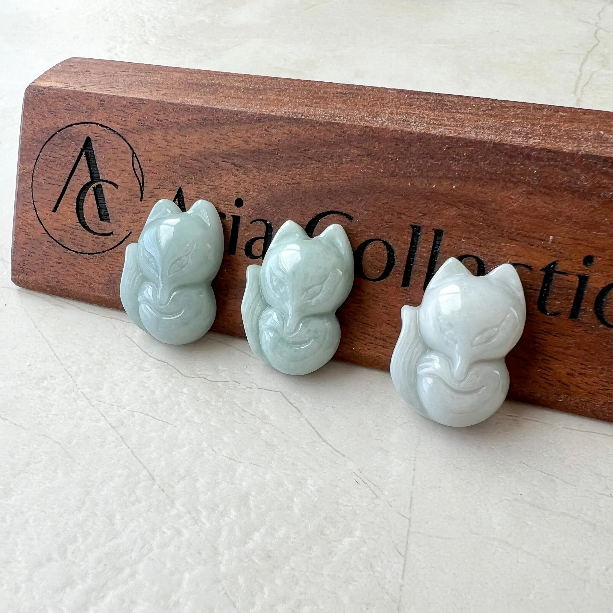9 Tail Fox Jadeite Jade Chinese Zodiac Hand Carved Pendant Necklace, BNN-1221-1678657382