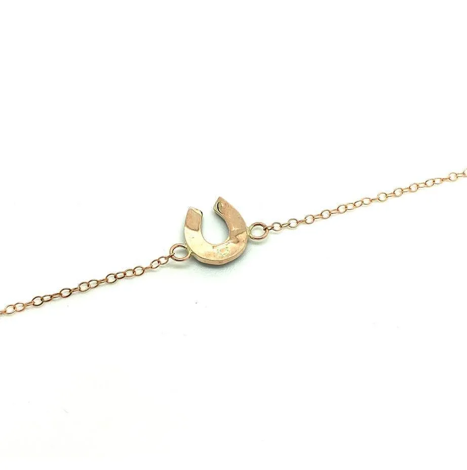 Antique Victorian 9ct Rose Gold Garnet Horseshoe Bracelet