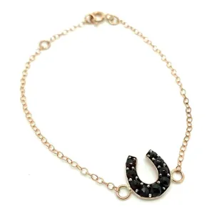Antique Victorian 9ct Rose Gold Garnet Horseshoe Bracelet