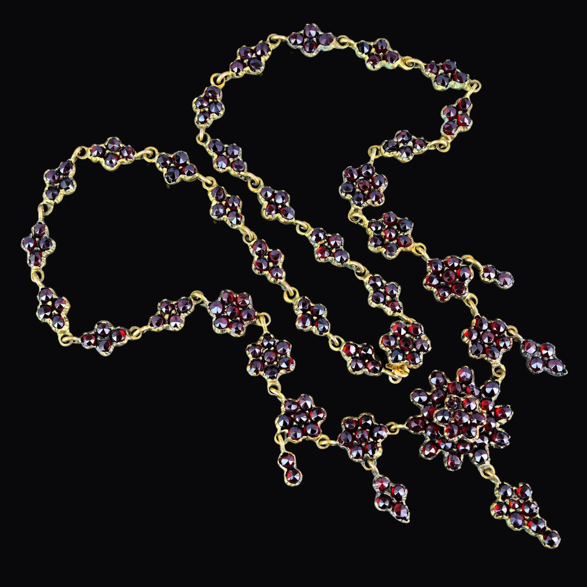 Antique Victorian Rose Cut Bohemian Garnet Necklace