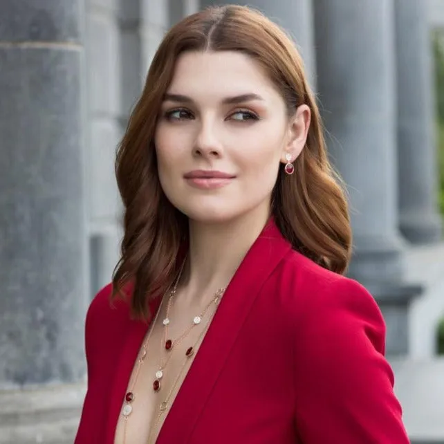 Arlette Ruby Rose Gold Diamante Garnet Earrings
