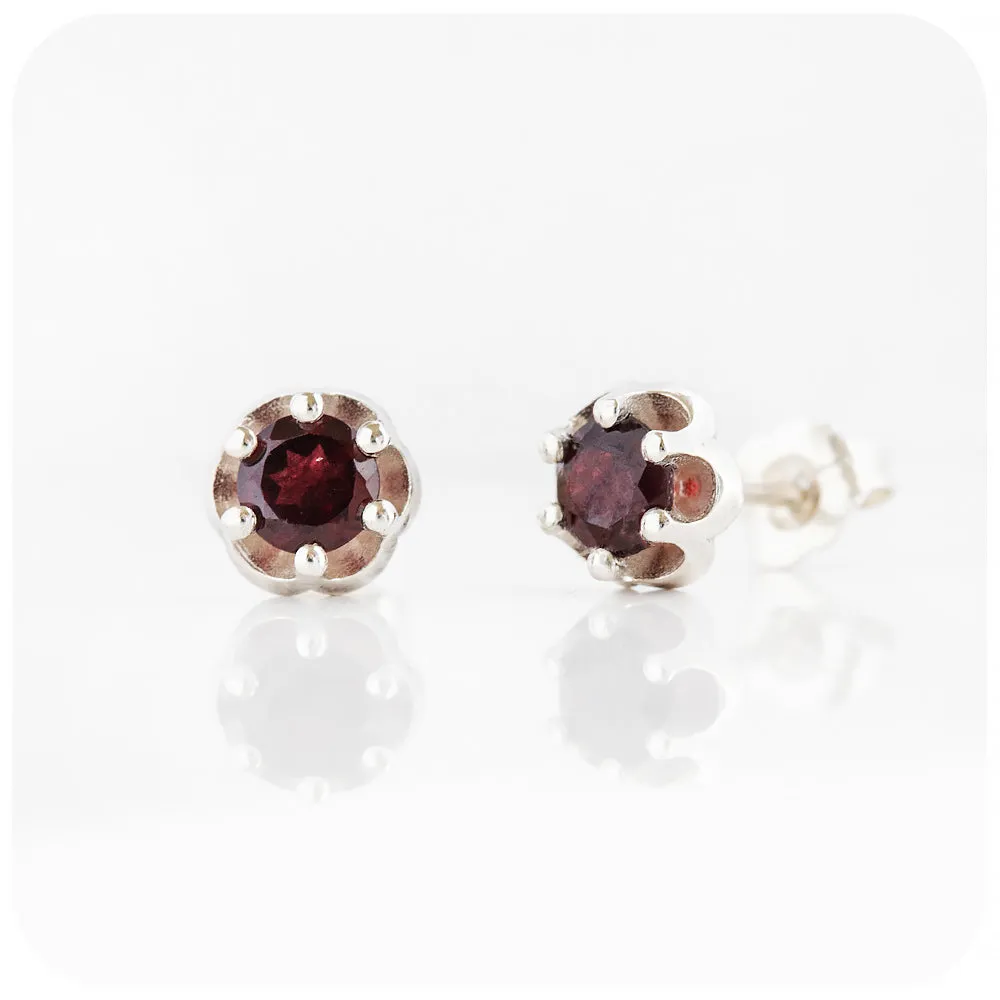 Bella, a Garnet Stud Earring