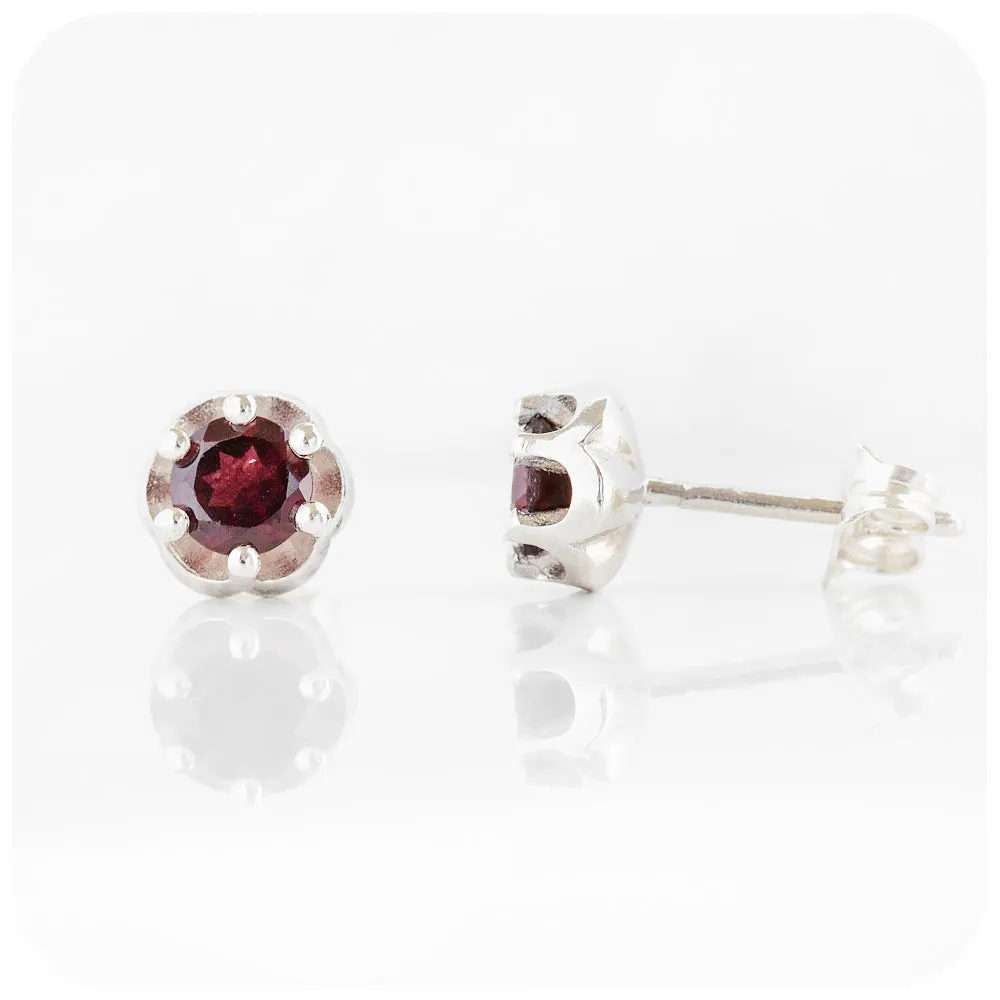 Bella, a Garnet Stud Earring