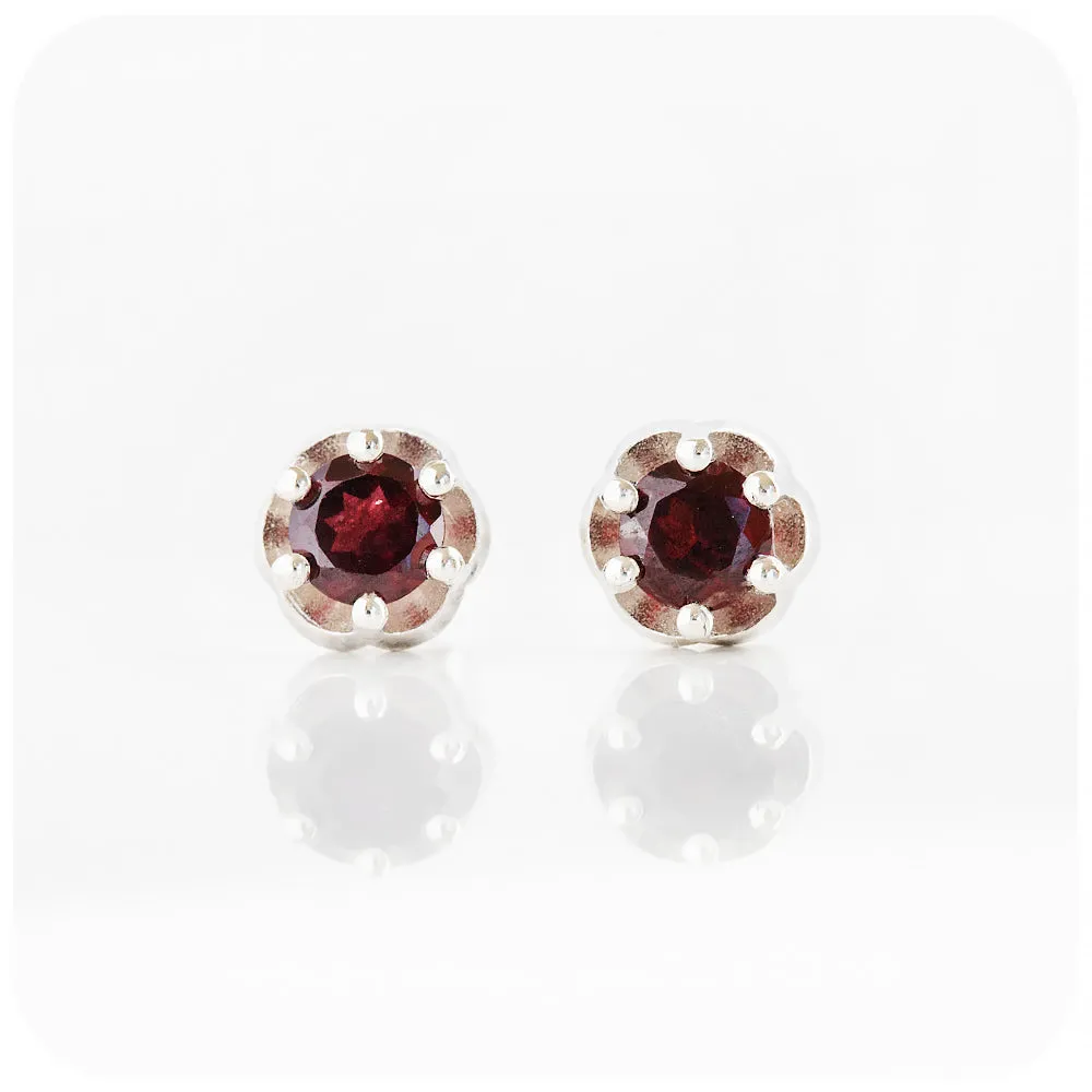 Bella, a Garnet Stud Earring