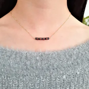 Black Spinel and Garnet Bar Necklace - Worn by Candice Accola King