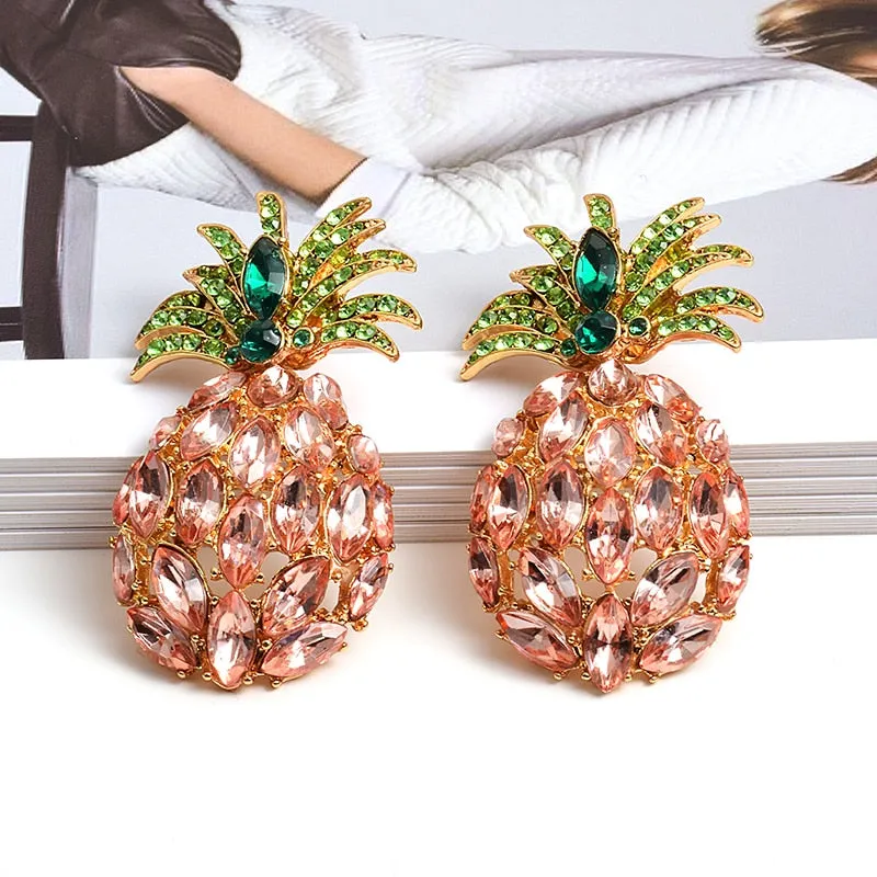Bohemian Jewelry Pineapple Dangle Earrings For Women in Gold Color