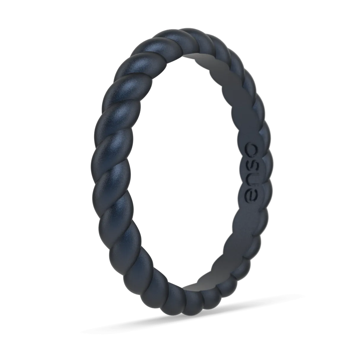 Braided Stackable Silicone Ring - Metallic Deep Navy