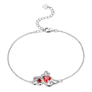 Butterfly Birthstone January Garnet Bracelet Women Girls Jewelry Birthday Gift 925 Sterling Silver