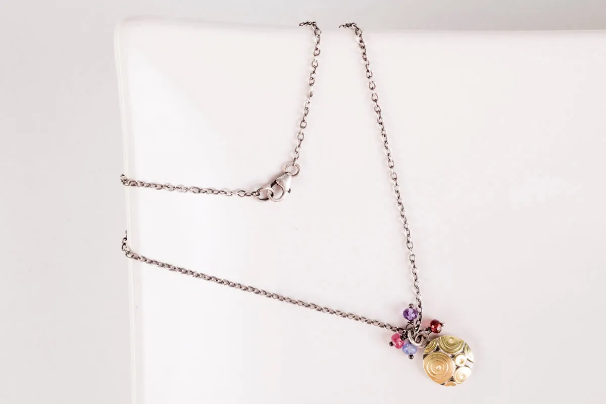 Cozumel Charm Pendant w/ Pink Sapphire, Tanzanite, Amethyst & Garnet