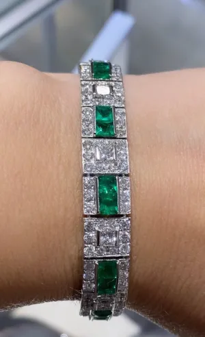 Diamond and emerald bracelet (SKU B029)