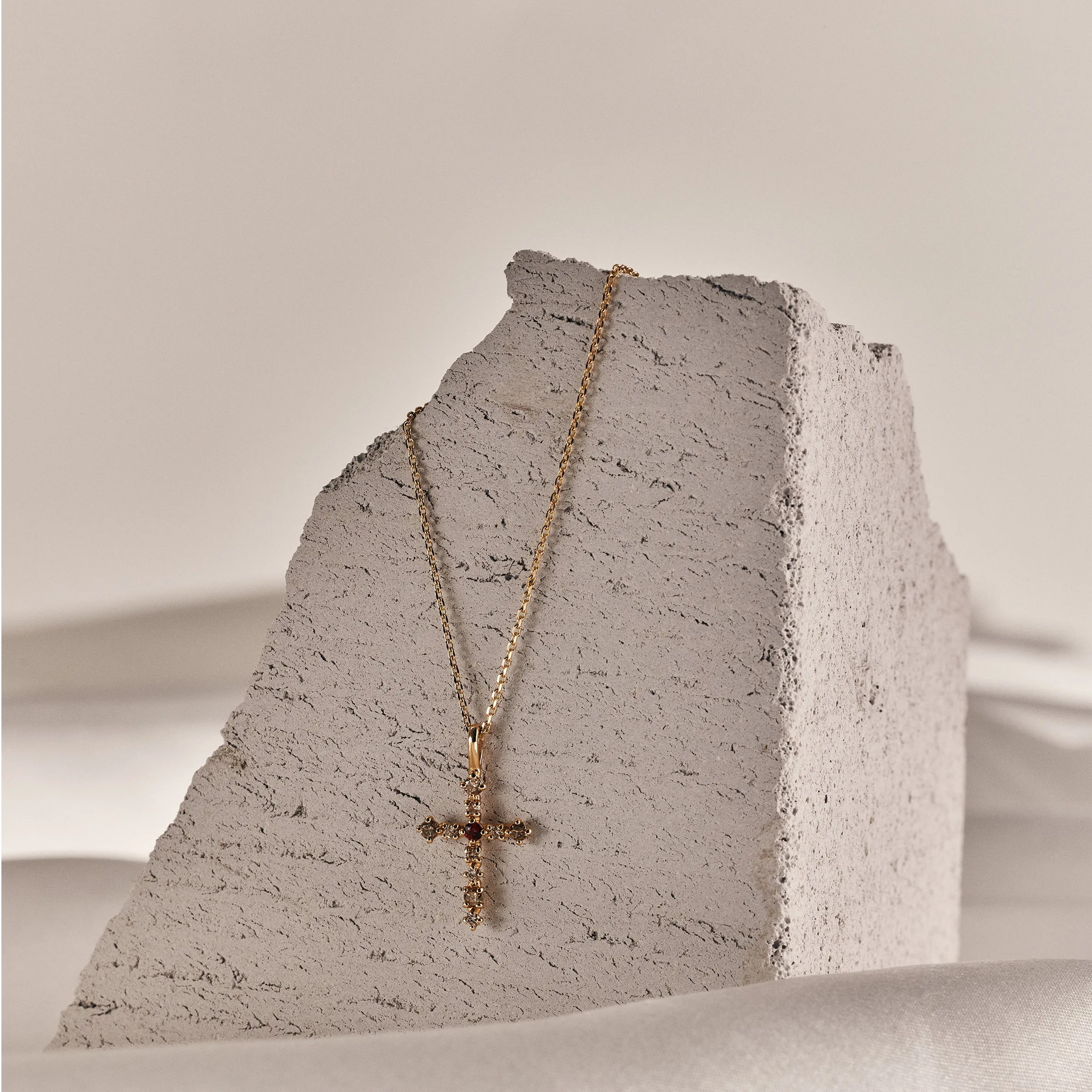 Diamond cross Necklace - 14K/ 18K Gold