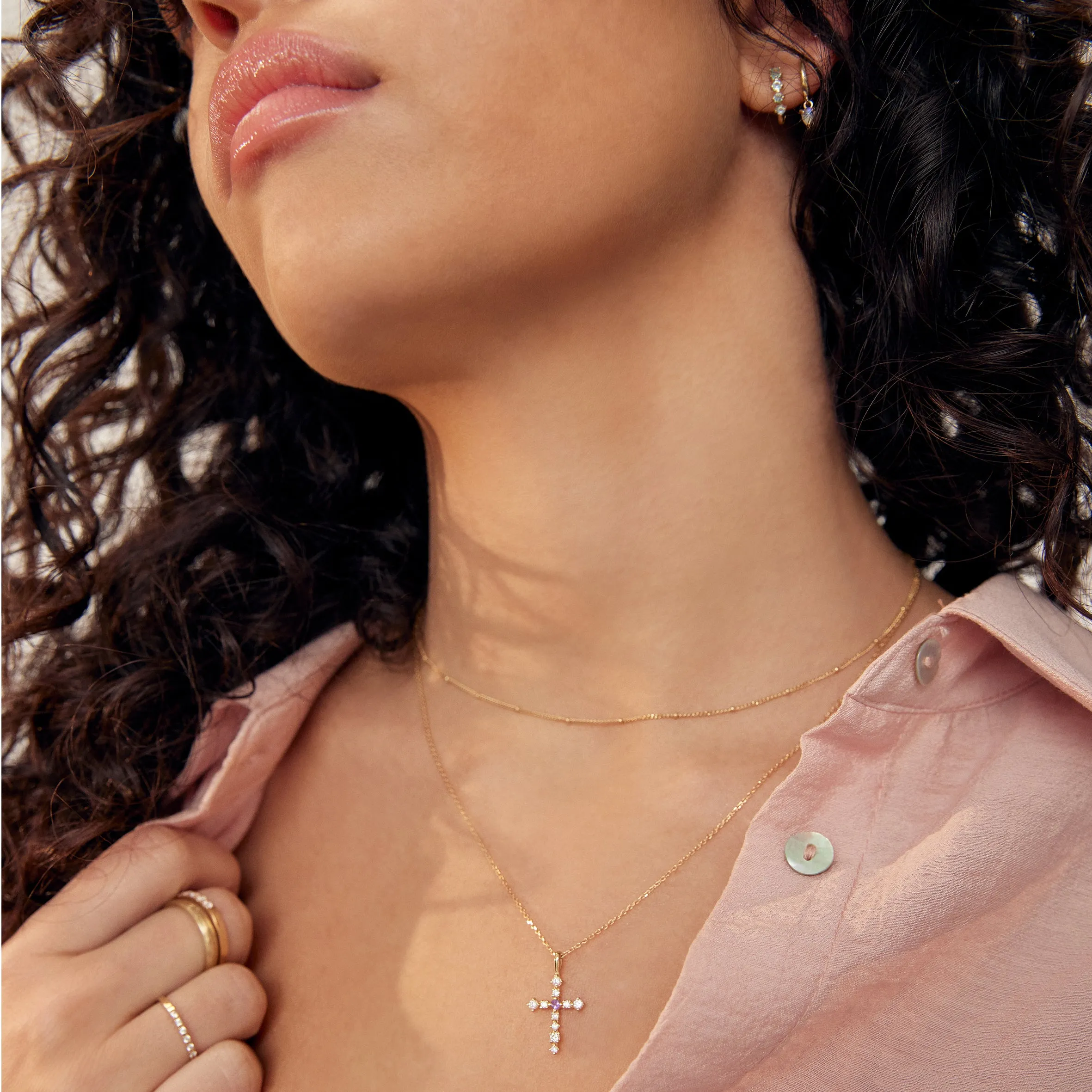 Diamond cross Necklace - 14K/ 18K Gold