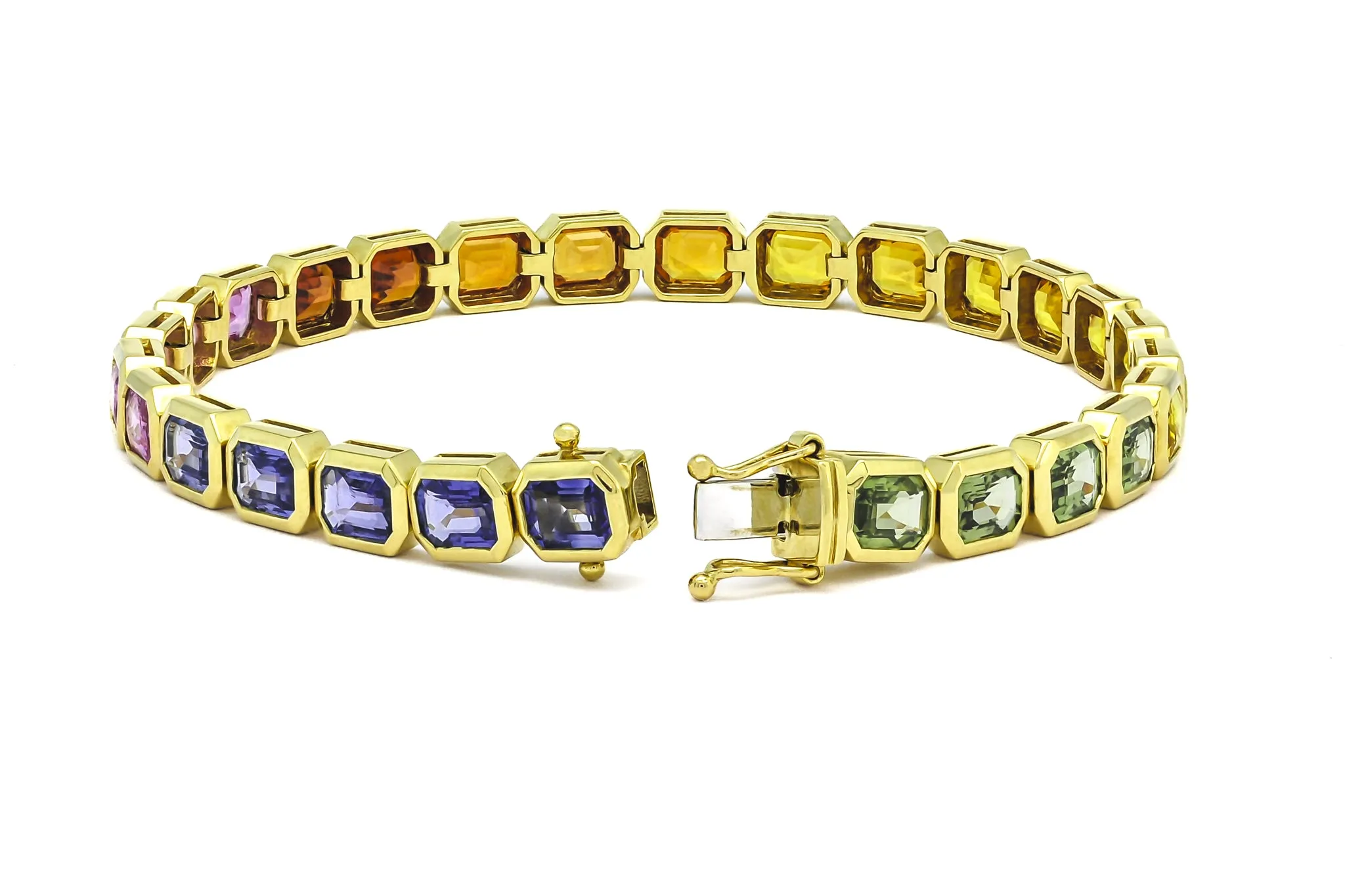 Emerald Cut Rainbow Bracelet - Gelbgold