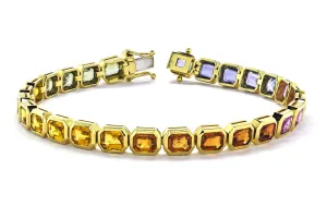 Emerald Cut Rainbow Bracelet - Gelbgold
