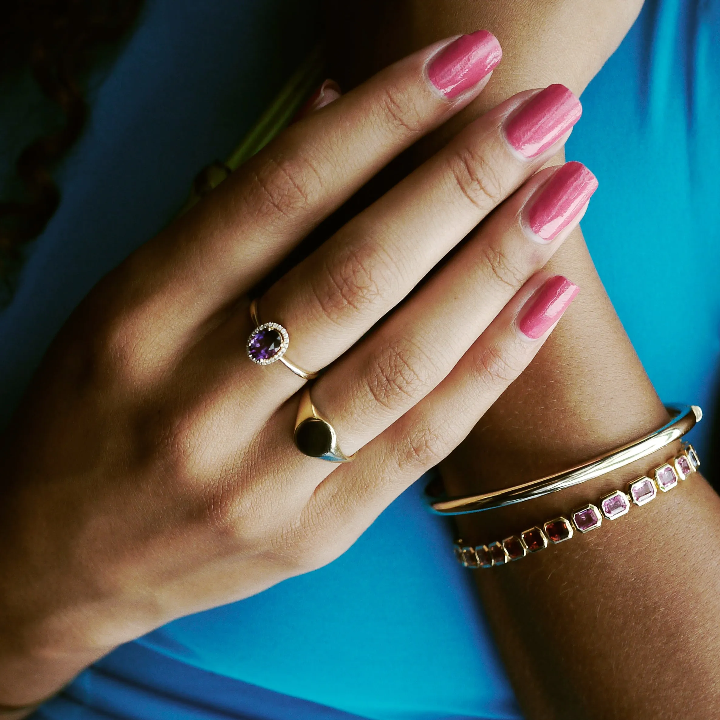 Emerald Cut Rainbow Bracelet - Gelbgold