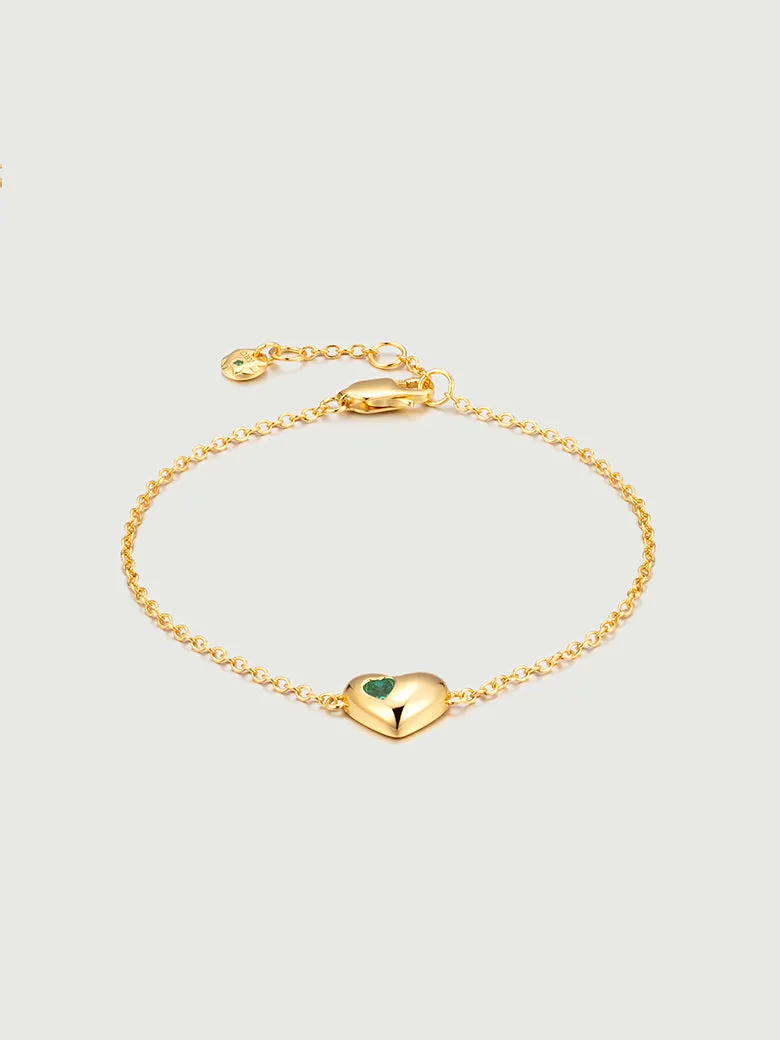 Emerald Heart Chain Bracelet