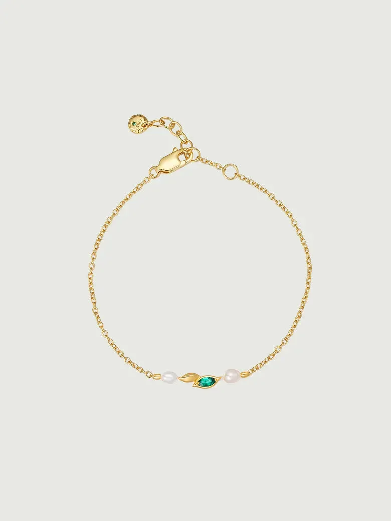 Emerald Pearl Wheat Ear Bracelet