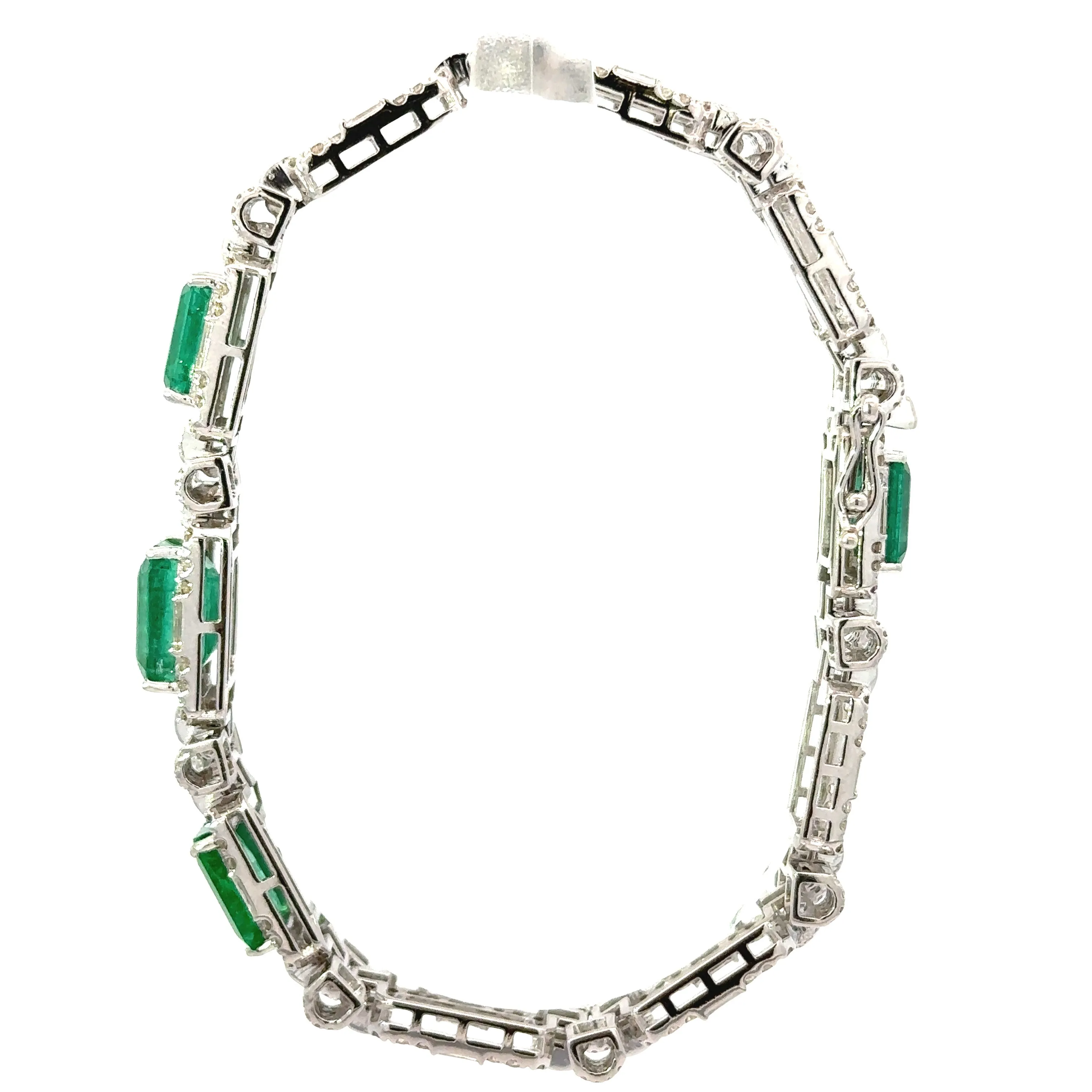 Estate 9.43 cttw Emerald 2.81 cttw Diamond Bracelet 14650