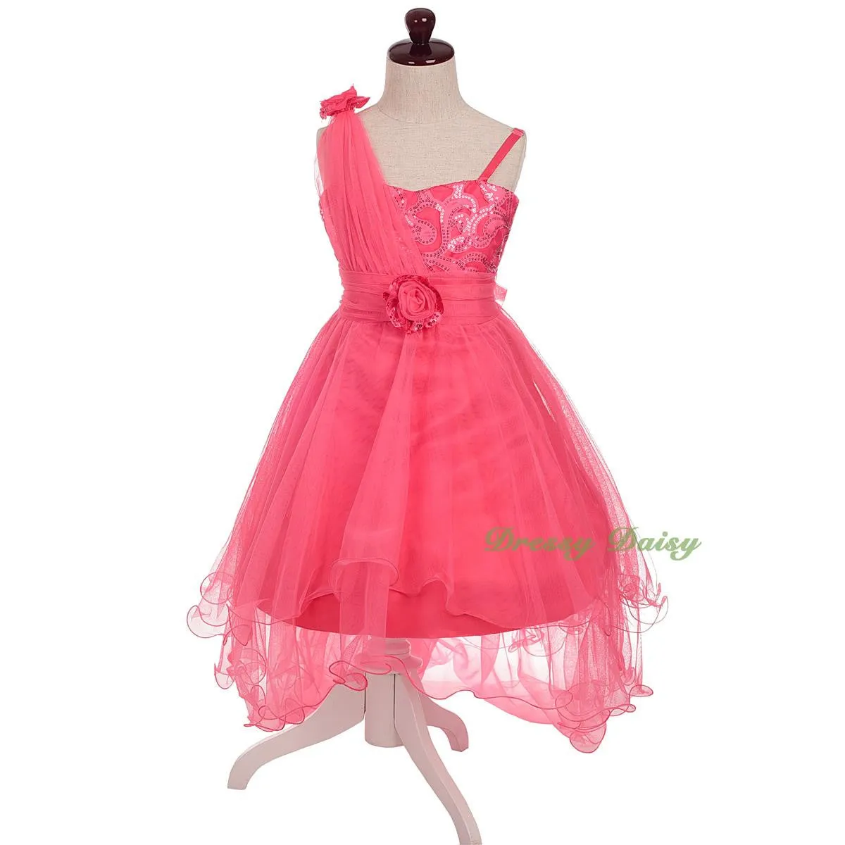 FG333 Sequined Tulle Train Flower Girl Dresses For Wedding Pageant Party Size 2-8