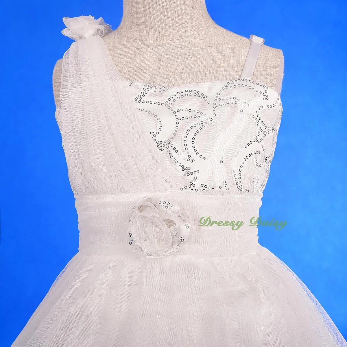 FG333 Sequined Tulle Train Flower Girl Dresses For Wedding Pageant Party Size 2-8