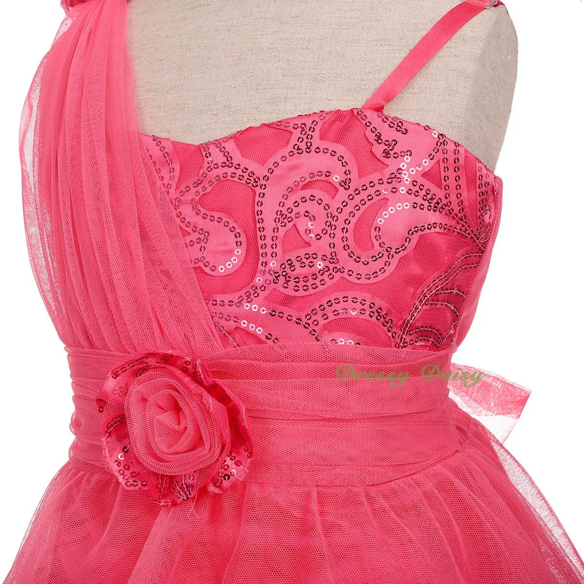 FG333 Sequined Tulle Train Flower Girl Dresses For Wedding Pageant Party Size 2-8