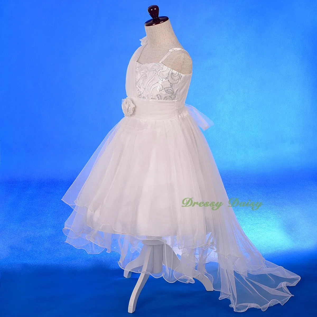 FG333 Sequined Tulle Train Flower Girl Dresses For Wedding Pageant Party Size 2-8