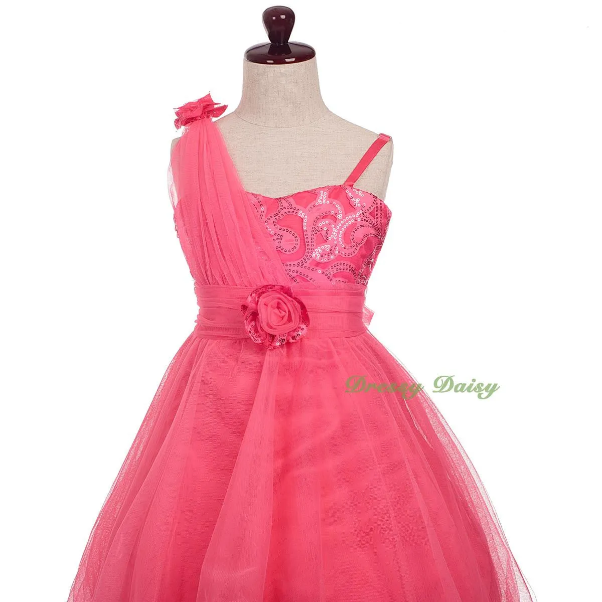 FG333 Sequined Tulle Train Flower Girl Dresses For Wedding Pageant Party Size 2-8