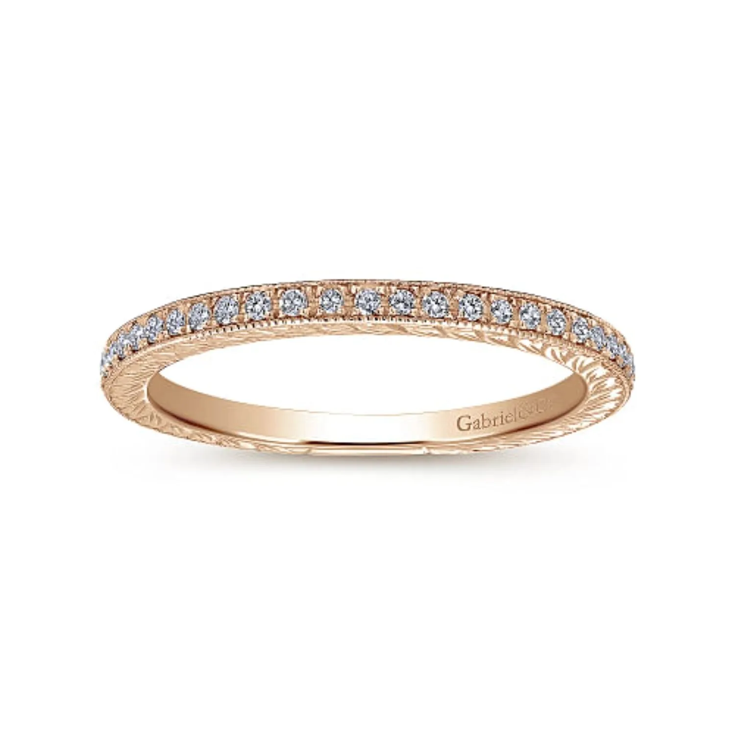 Gabriel & Co. Hand Carved Stackable Wedding Band