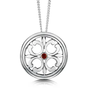 Garnet Cathedral Pendant in Sterling Silver