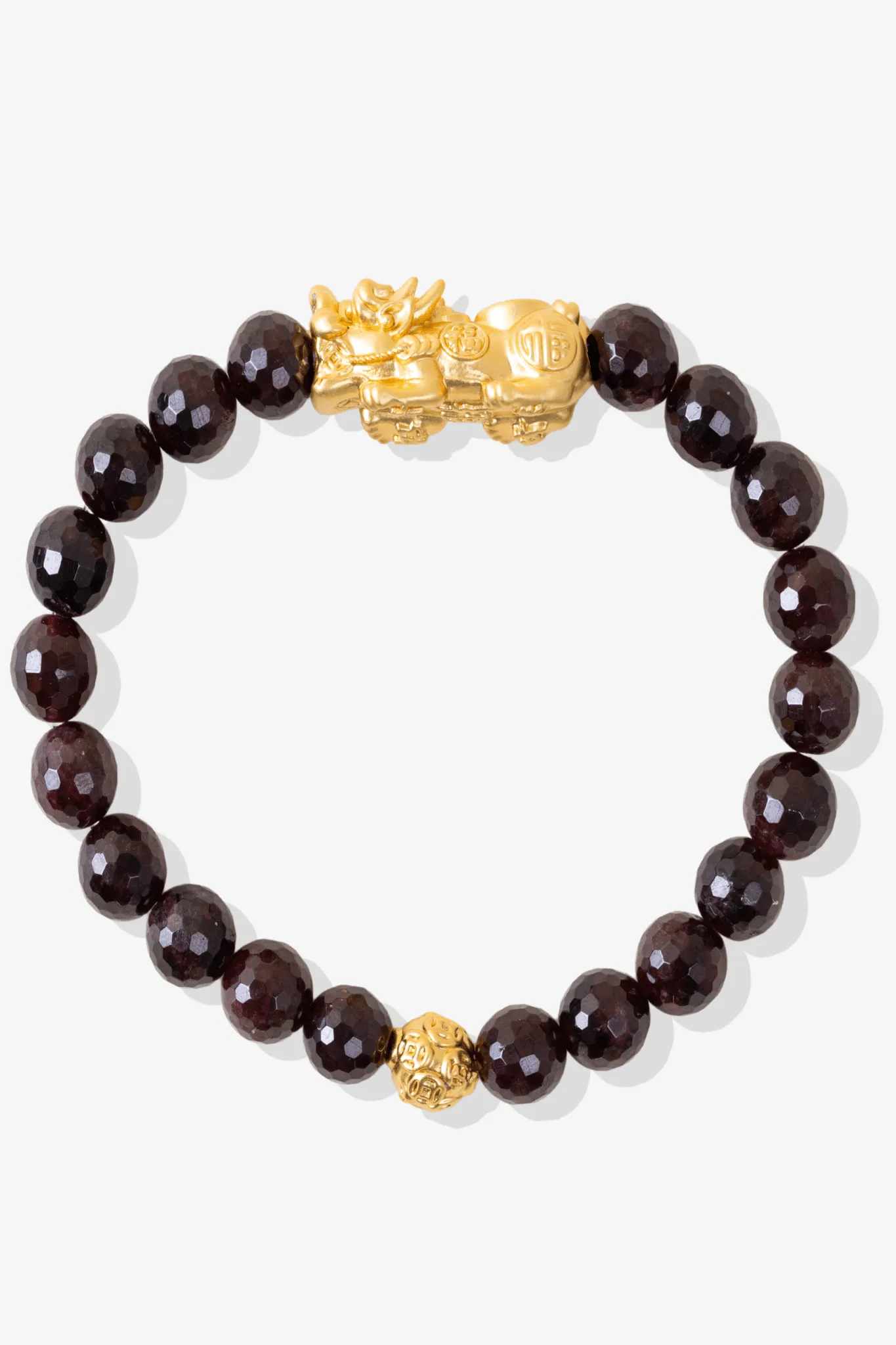 Garnet Fortune 18k Gold Vermeil Pixiu Feng Shui Bracelet