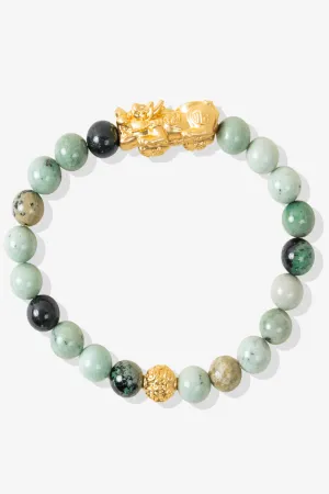 Garnet Hydrogrossular 18k Gold Vermeil Pixiu Feng Shui Bracelet