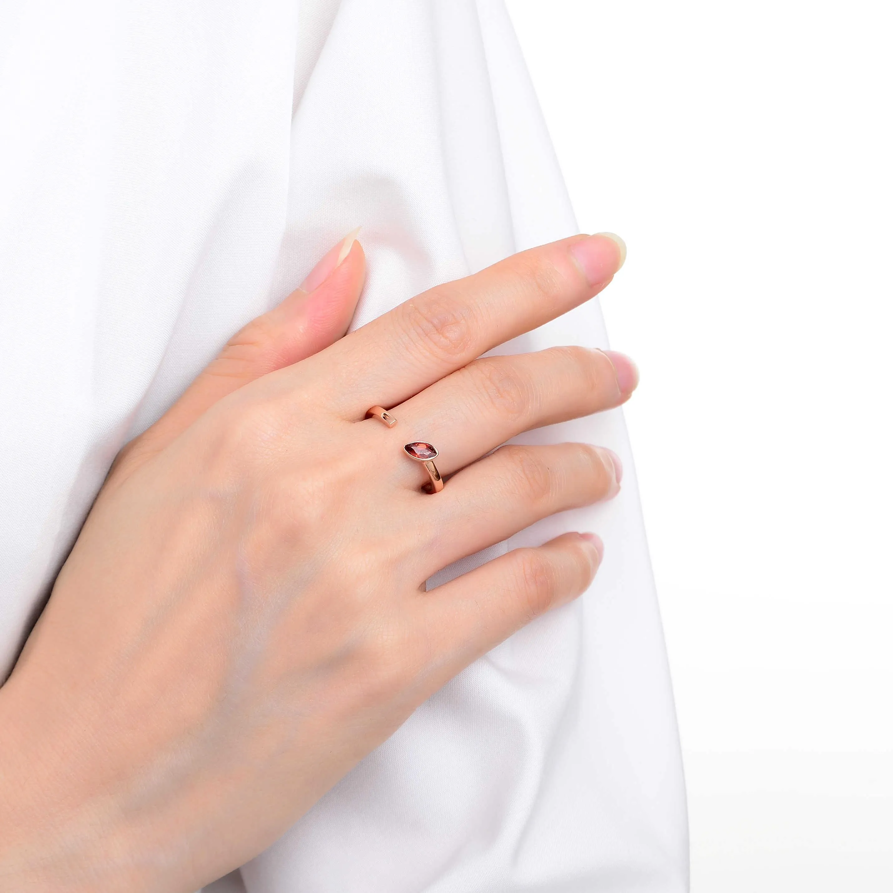 Garnet Marquise Open Ring