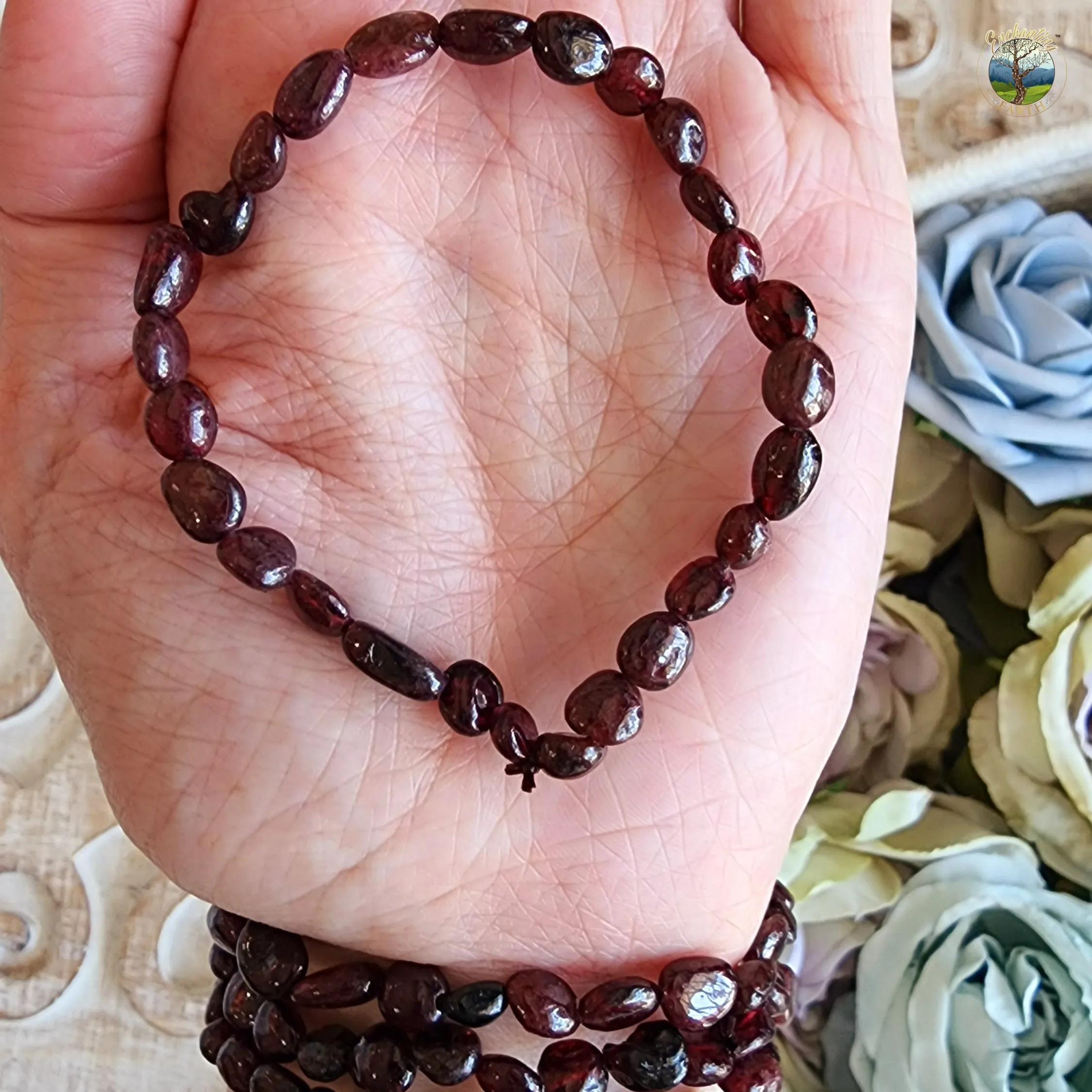 Garnet Nugget Bracelet for Grounding, Health and Strength
