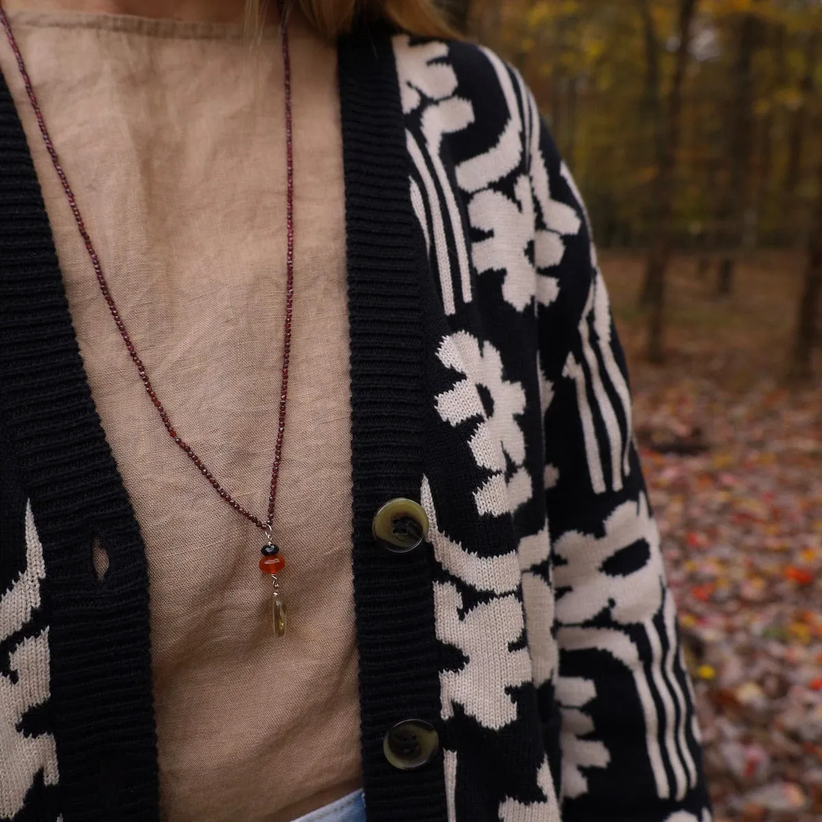Garnet with Lemon Quartz Drop Necklace
