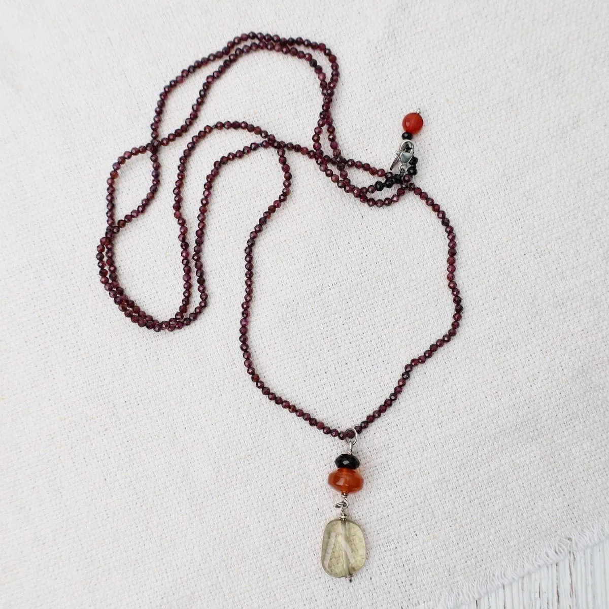 Garnet with Lemon Quartz Drop Necklace