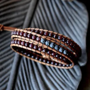 Garnet Wrap Bracelet/Essential Oil Bracelet