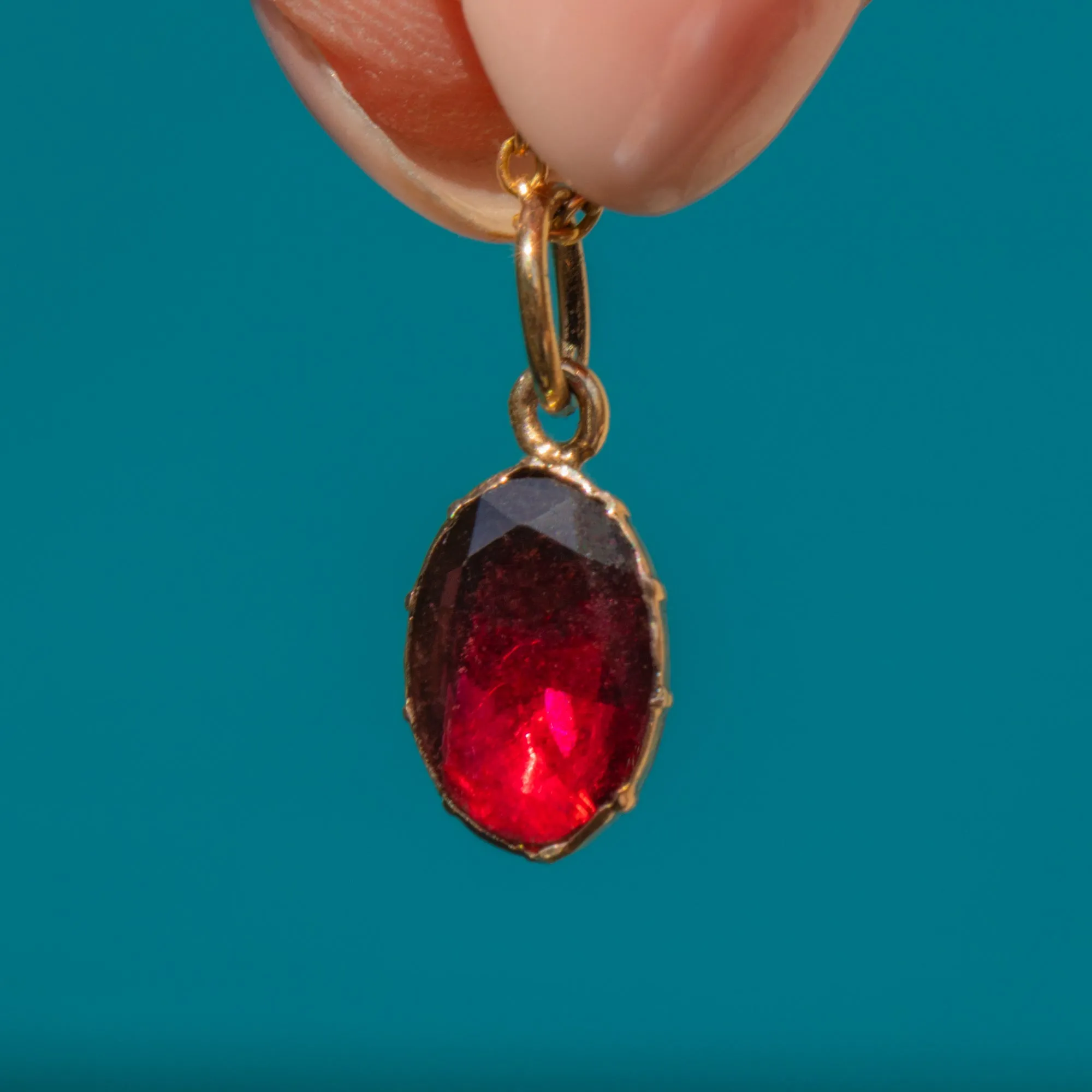 Georgian 9ct Gold Flat-Cut Garnet Charm, 0.95ct