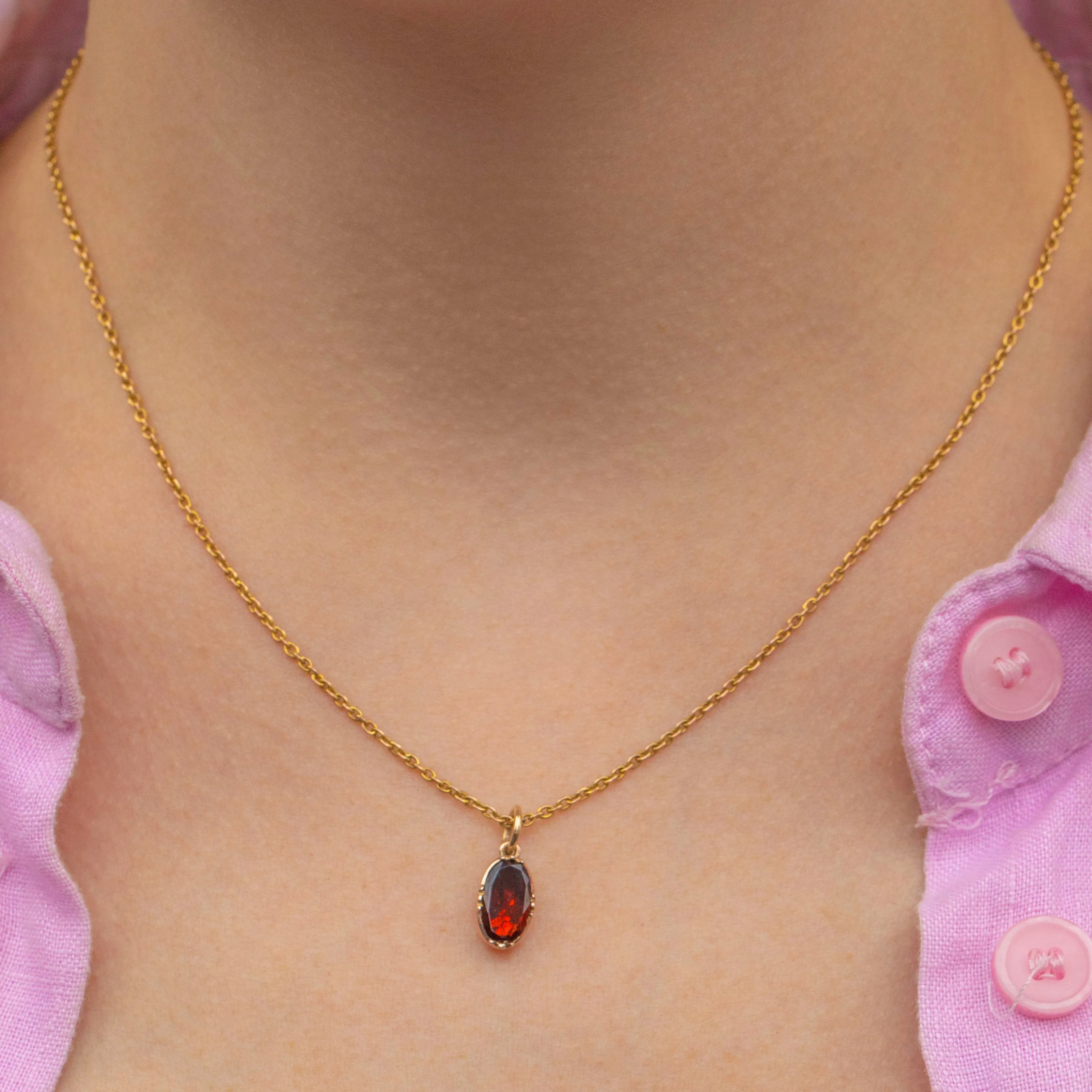 Georgian 9ct Gold Flat-Cut Garnet Oval Charm, 1.70ct